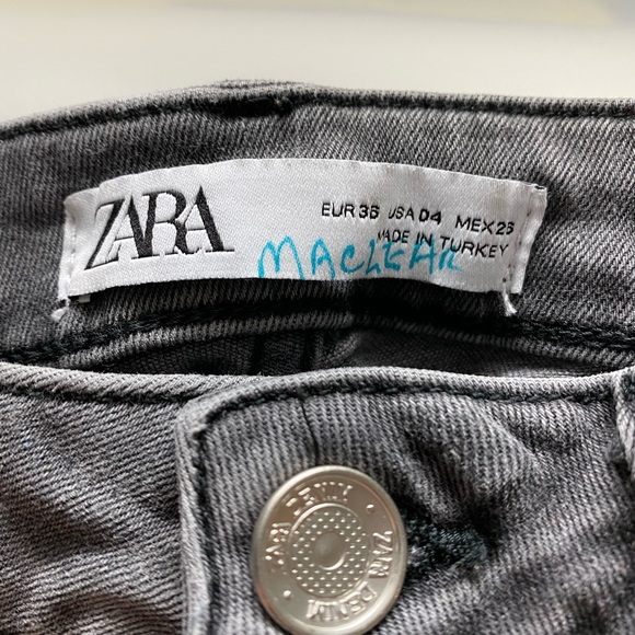 Zara black frayed jeans with silver pins - Picture 2 of 3